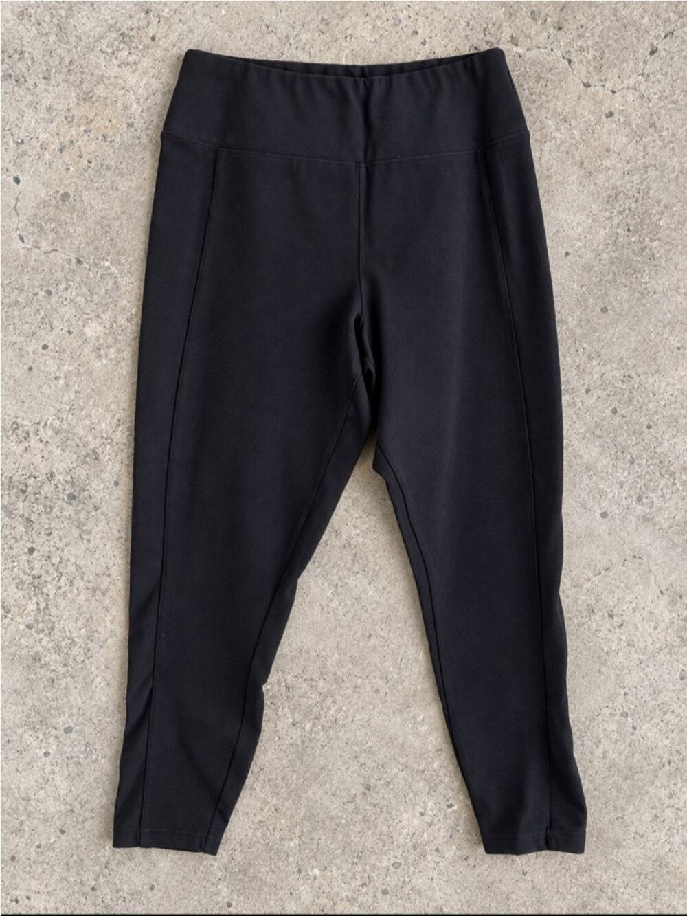 Sympli Cropped Pull On Pants Woman 12 Black Stretch Slim Leg Made in Canada